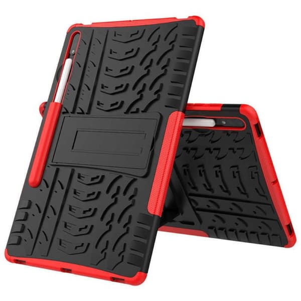 Iskunkestävä kuori jalustalla Samsung Galaxy Tab S9 Plus 12.4 - Punainen