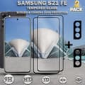 Miniatyrbild 1 av 5: 2-Pack Samsung S21 FE Skärmskydd & 2-Pack linsskydd - Härdat Glas 9H - Super kvalitet 3D