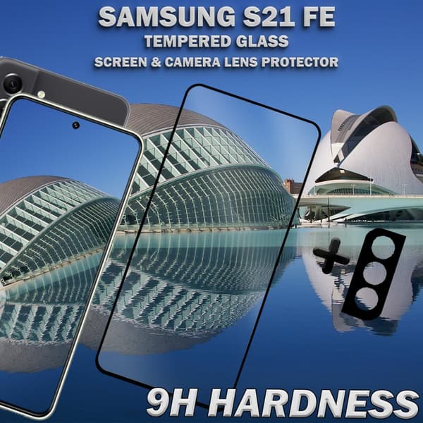 1-Pack Samsung S21 FE Skärmskydd & 1-Pack linsskydd - Härdat Glas 9H - Super kvalitet 3D