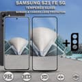 Miniatyrbild 1 av 5: 1-Pack Samsung S21 FE (5G) Skärmskydd & 1-Pack linsskydd - Härdat Glas 9H - Super kvalitet 3D