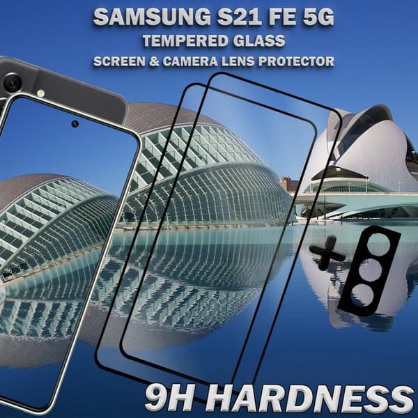 2-Pack Samsung S21 FE (5G) Skärmskydd & 1-Pack linsskydd - Härdat Glas 9H - Super kvalitet 3D
