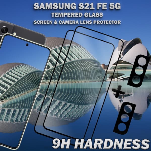 2-Pack Samsung S21 FE (5G) Skärmskydd & 2-Pack linsskydd - Härdat Glas 9H - Super kvalitet 3D