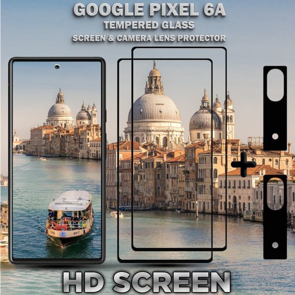 2-Pack Google Pixel 6A Skärmskydd & 2-Pack linsskydd - Härdat Glas 9H - Super kvalitet 3D