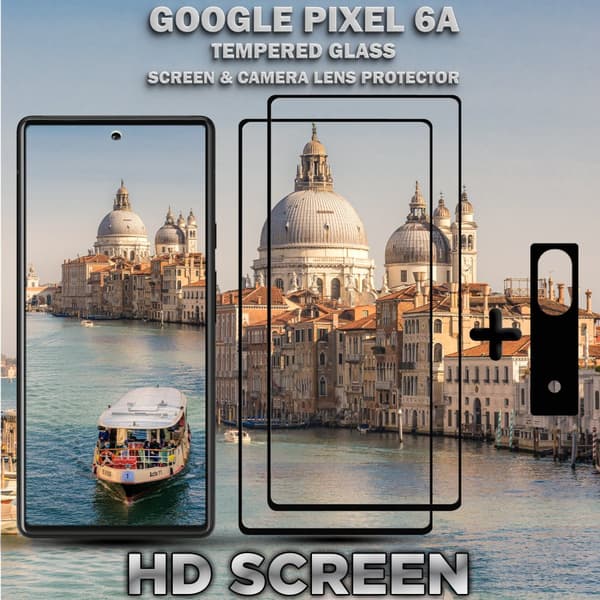 2-Pack Google Pixel 6A Skärmskydd & 1-Pack linsskydd - Härdat Glas 9H - Super kvalitet 3D
