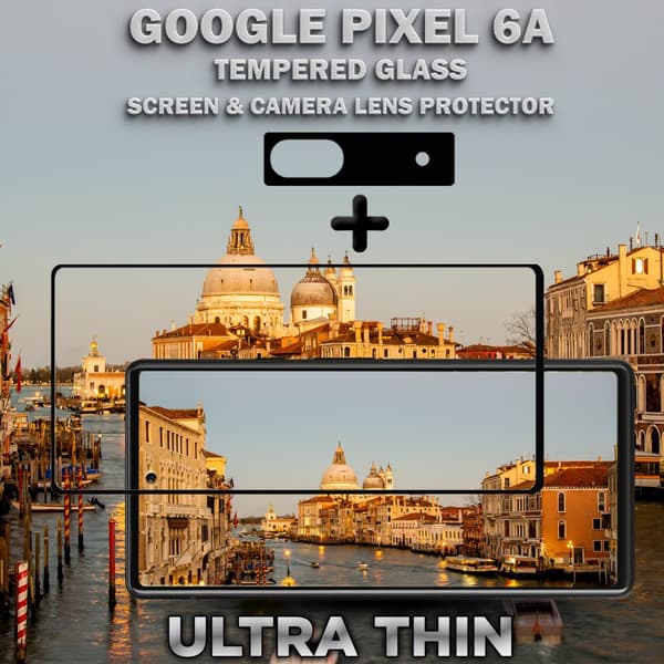 1-Pack Google Pixel 6A Skärmskydd & 1-Pack linsskydd - Härdat Glas 9H - Super kvalitet 3D