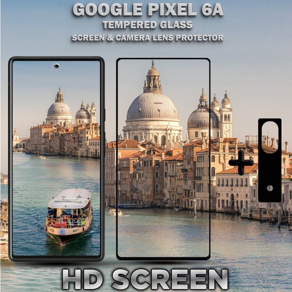 1-Pack Google Pixel 6A Skärmskydd & 1-Pack linsskydd - Härdat Glas 9H - Super kvalitet 3D