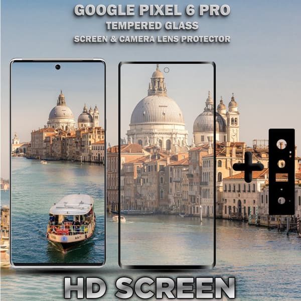 1-Pack Google Pixel 6 Pro Skärmskydd & 1-Pack linsskydd - Härdat Glas 9H - Super kvalitet 3D