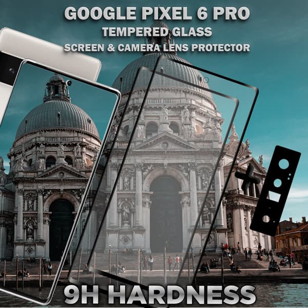 2-Pack Google Pixel 6 Pro Skärmskydd & 1-Pack linsskydd - Härdat Glas 9H - Super kvalitet 3D
