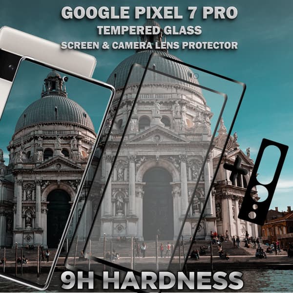 2-Pack Google Pixel 7 Pro Skärmskydd & 1-Pack linsskydd - Härdat Glas 9H - Super kvalitet 3D