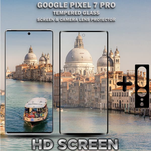 1-Pack Google Pixel 7 Pro Skärmskydd & 1-Pack linsskydd - Härdat Glas 9H - Super kvalitet 3D