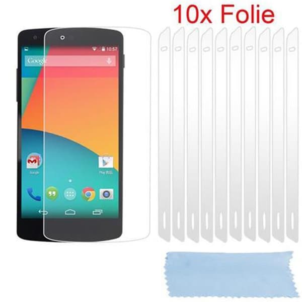 Skärmskyddsfilmer för LG Google NEXUS 5 Skyddsfilm 10 Stycken mycket genomskinlig skyddsfilm mot damm, smuts och repor