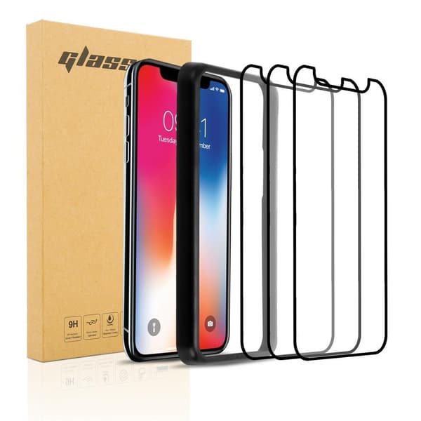 3x iPhone X / XS Karkaistu lasi / Suojalasi Suojakalvo näytönsuoja 3-pack karkaistu näyttölasi ja asennusopas fullscreen