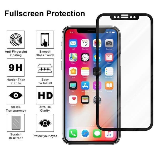 Fullskärmspansarfilm för iPhone X / XS - Skyddande glas - Härdat glas för skydd av displayen i 9H hårdhet med 5D touch