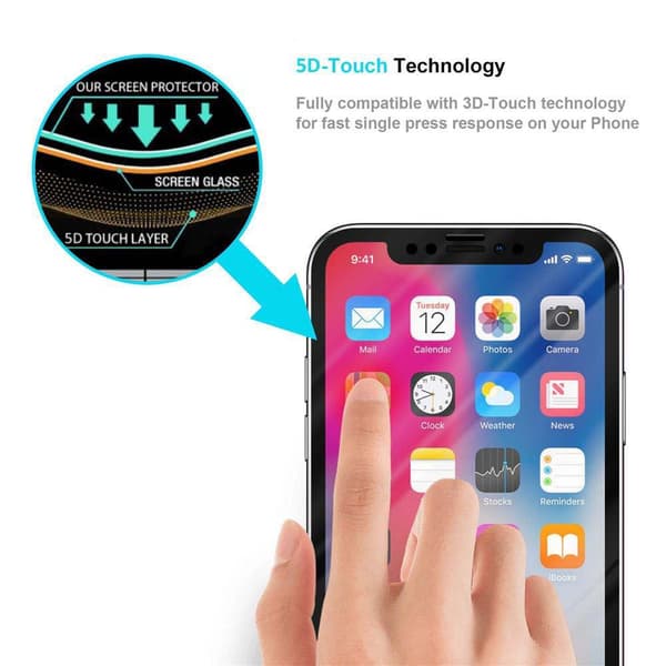 Fullskärmspansarfilm för iPhone X / XS - Skyddande glas - Härdat glas för skydd av displayen i 9H hårdhet med 5D touch