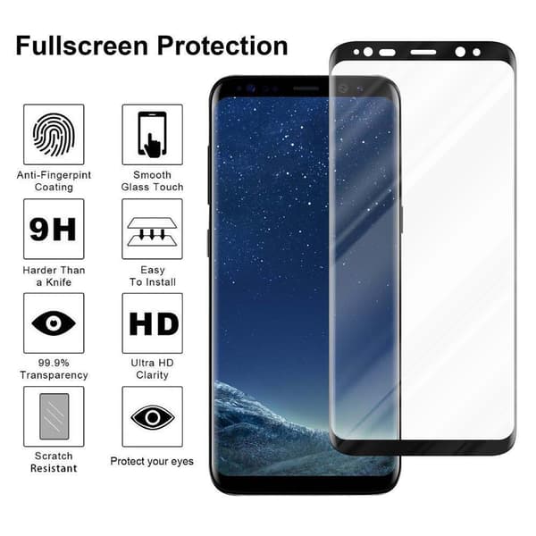 Skyddsfilm helt självhäftande för Samsung Galaxy S8 PLUS Skyddsglas Skärmskydd Full Glue (Tempered) härdat glas för skydd