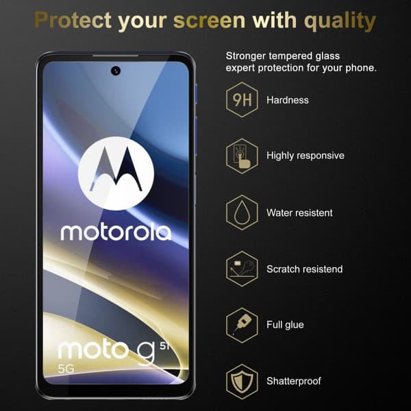 Motorola MOTO G51 5G 3x Skyddsglas Skärmskydd Skyddsfilm Härdat (Tempered)-glas för skydd Full Cover