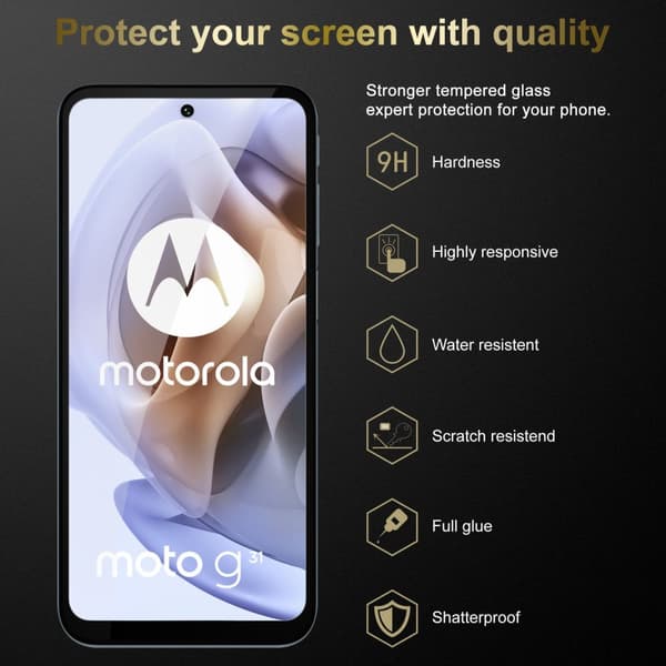 Skjermbeskytter Skärmskyddtil til Motorola MOTO G31 / G41 Herdet Skjermglass Full Skjerm