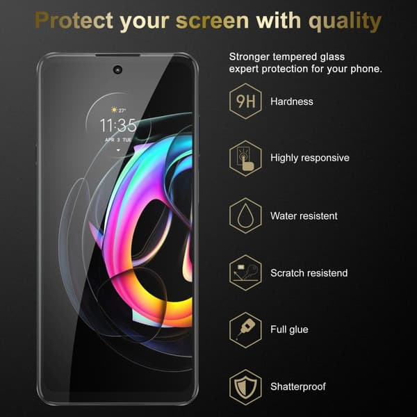 3x Motorola EDGE 20 PRO / EDGE S PRO Karkaistu lasi / Suojalasi näytönsuoja Suojakalvo 9H kovuudella ja 3D Touch -yhteensopivuudella