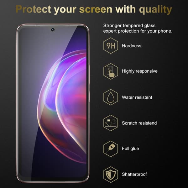3x Vivo V21 4G / 5G Karkaistu lasi / Suojalasi näytönsuoja Suojakalvo 9H kovuudella ja 3D Touch -yhteensopivuudella