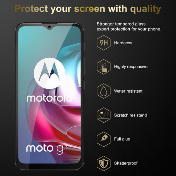 Motorola MOTO G10 / G30 3x Skärmskydd Skyddsglas Skyddsfilm Härdat (Tempered)-glas för skydd