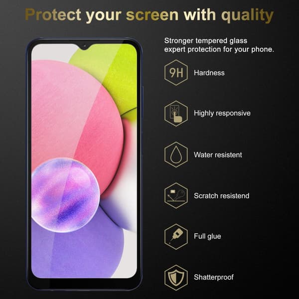 3x Skjermbeskytter Skärmskyddtil til Samsung Galaxy A03s Herdet Skjermglass Full Skjerm