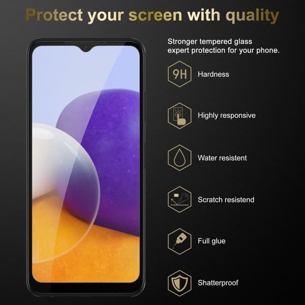 Samsung Galaxy A22 5G 3x Skyddsglas Skärmskydd Skyddsfilm Härdat (Tempered)-glas för skydd Full Cover