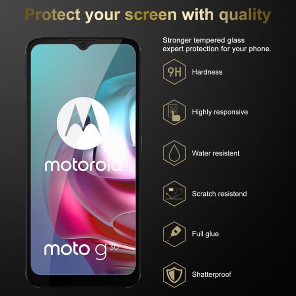 3x Skjermbeskytter Skärmskyddtil til Motorola MOTO G10 / G30 Herdet Skjermglass Full Skjerm