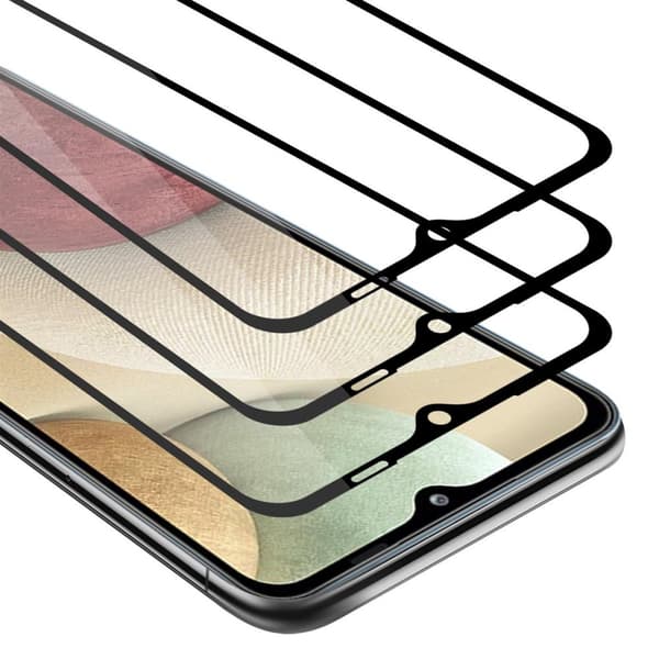 Samsung Galaxy A12 / M12 3x Skyddsglas Skärmskydd Skyddsfilm Härdat (Tempered)-glas för skydd Full Cover