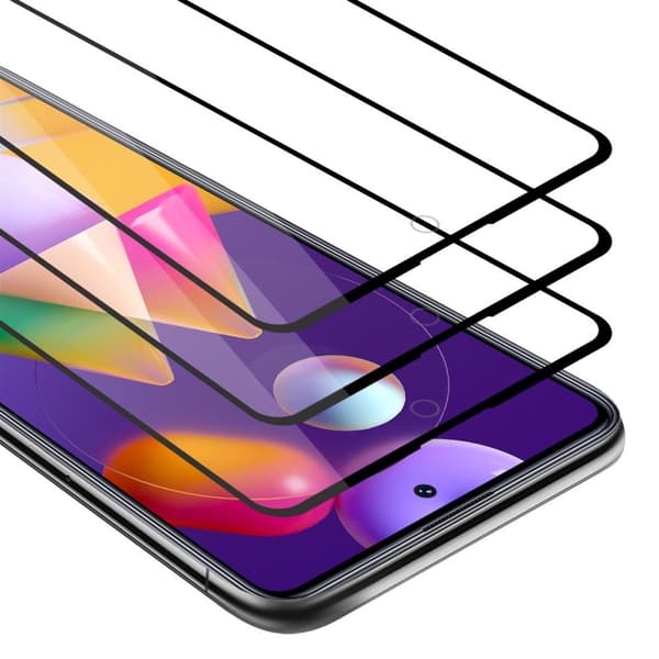 Samsung Galaxy M31s 3x Skyddsglas Skärmskydd Skyddsfilm Härdat (Tempered)-glas för skydd Full Cover