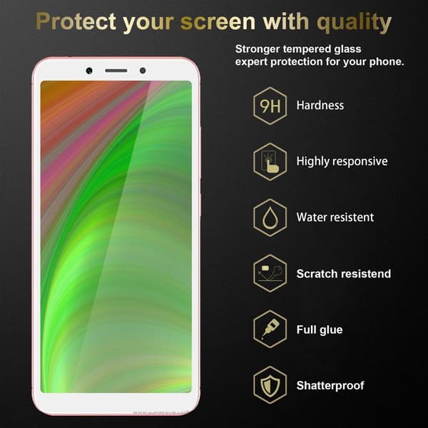 Xiaomi RedMi 6A 3x Skyddsglas Skärmskydd Skyddsfilm Härdat (Tempered)-glas för skydd Full Cover