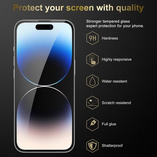 3x iPhone 14 PRO MAX Karkaistu lasi / Suojalasi näytönsuoja Suojakalvo 9H kovuudella ja 3D Touch -yhteensopivuudella