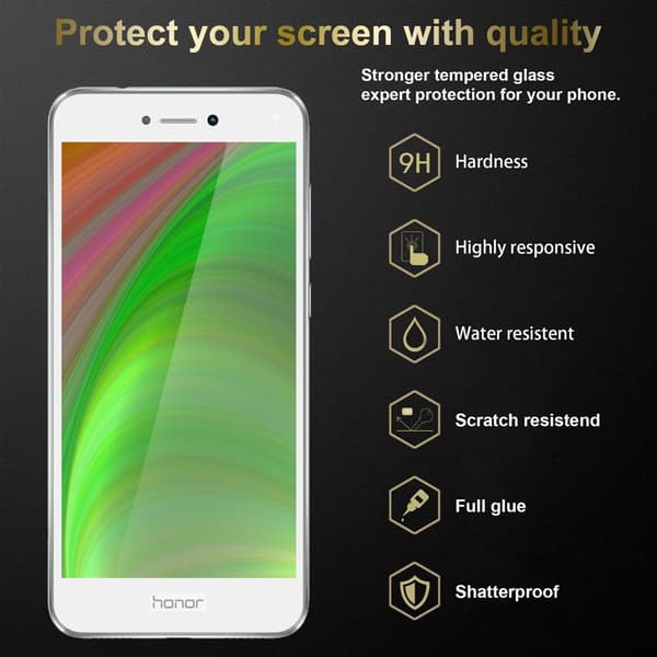 Honor 8 LITE 3x Skyddsglas Skärmskydd Skyddsfilm Härdat (Tempered)-glas för skydd Full Cover