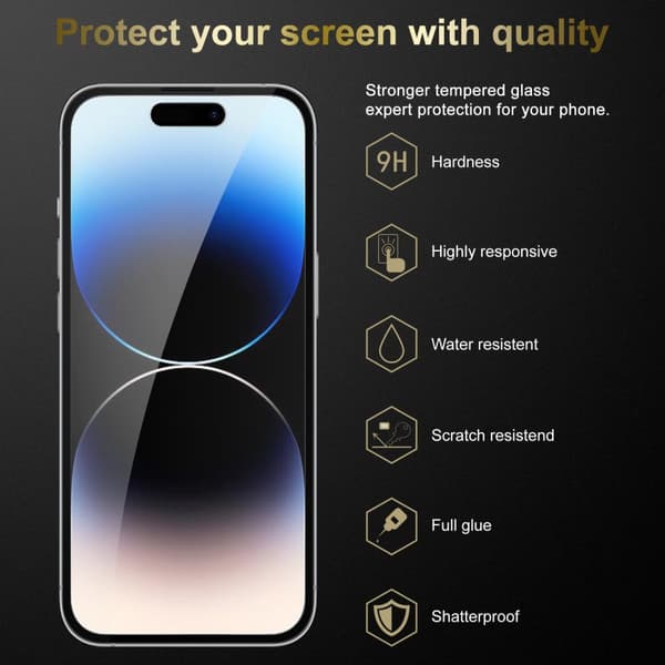 Skjermbeskytter Skärmskyddtil til iPhone 14 PRO MAX Herdet Skjermglass Full Skjerm