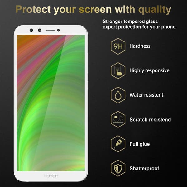 3x Skjermbeskytter Skärmskyddtil til Honor 9 LITE Herdet Skjermglass Full Skjerm