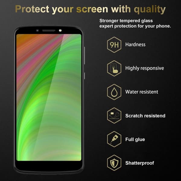 Motorola MOTO E5 PLUS Karkaistu lasi / Suojalasi näytönsuoja Fullscreen Armour Film näytön suojakalvo 9H kovuudella ja 3D Touch