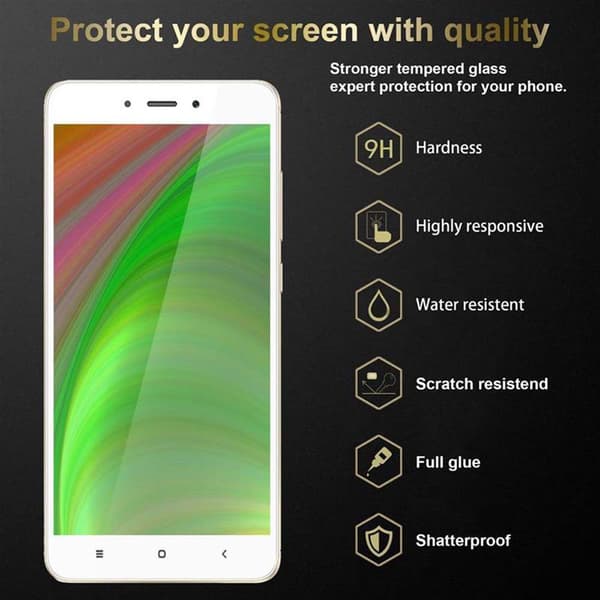 Skyddsglas för Xiaomi RedMi NOTE 4 Skyddsfilm Skärmskydd Full Screen Härdat (Tempered)-glas för skydd