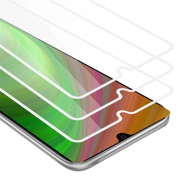 Huawei MATE 20 3x Skyddsglas Skärmskydd Skyddsfilm Härdat (Tempered)-glas för skydd Full Cover TRANSPARENT med VIT