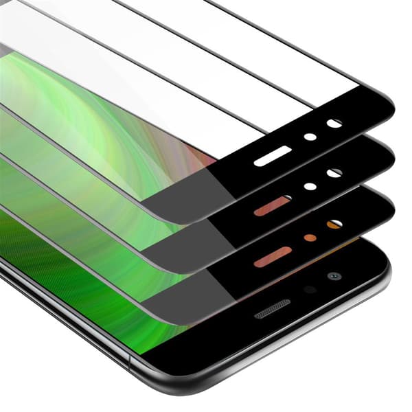 3x Huawei P10 LITE Suojakalvo Karkaistu lasi / Suojalasi näytönsuoja 3-pack näyttölasia 9H kovuudella ja 3D Touchin kanssa fullscreen LÄPINÄVÄ, MUSTA