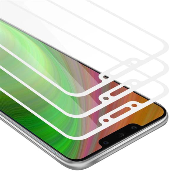 3x Skjermbeskytter Skärmskyddtil til Huawei MATE 20 LITE Herdet Skjermglass Full Skjerm TRANSPARENT med HVIT