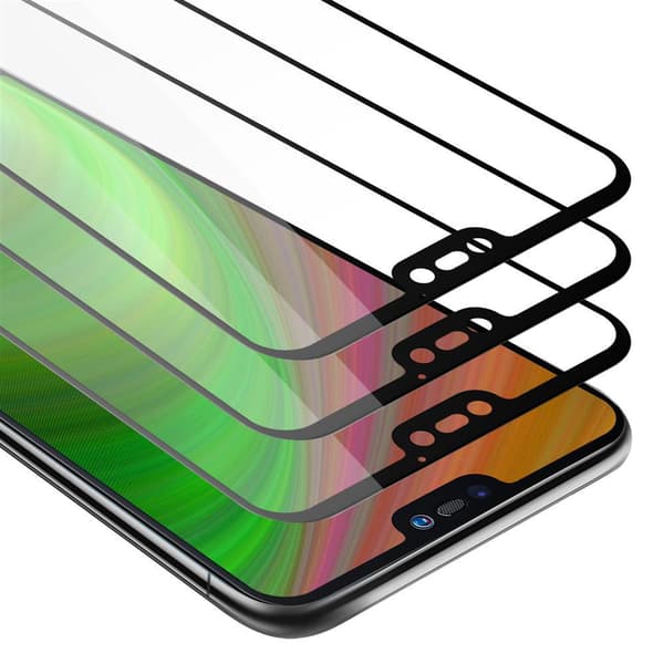3x Skjermbeskytter Skärmskyddtil til Huawei P20 LITE 2018 / NOVA 3E Herdet Skjermglass Full Skjerm TRANSPARENT med SVART