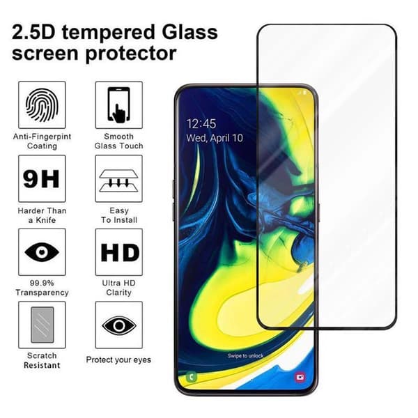 Skjermbeskytter Skärmskyddtil til Samsung Galaxy A80 / A90 4G Herdet Skjermglass Full Skjerm