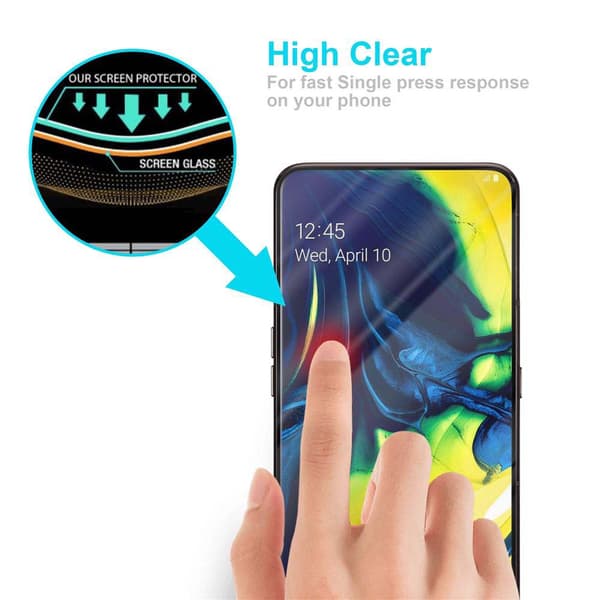 Skjermbeskytter Skärmskyddtil til Samsung Galaxy A80 / A90 4G Herdet Skjermglass Full Skjerm