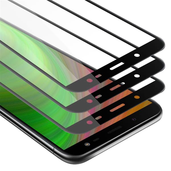 3x Skjermbeskytter Skärmskyddtil til Samsung Galaxy J8 2018 Herdet Skjermglass Full Skjerm TRANSPARENT med SVART