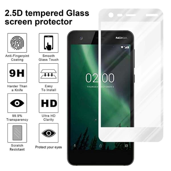 Skyddsglas för Nokia 2 2017 Skyddsfilm Skärmskydd Full Screen Härdat (Tempered)-glas för skydd