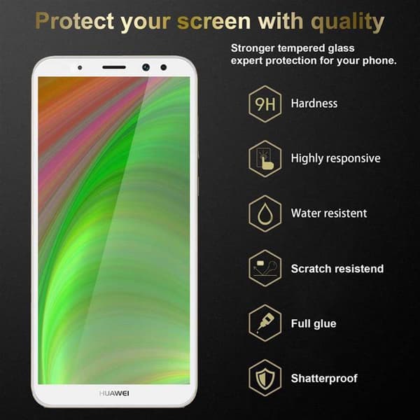 Skjermbeskytter Skärmskyddtil til Huawei MATE 10 LITE Herdet Skjermglass Full Skjerm