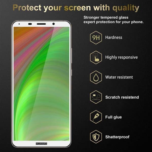 Skjermbeskytter Skärmskyddtil til Huawei MATE 10 PRO Herdet Skjermglass Full Skjerm