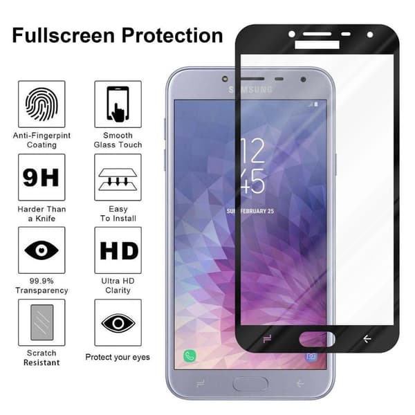 Skjermbeskytter Skärmskyddtil til Samsung Galaxy J4 2018 Herdet Skjermglass Full Skjerm