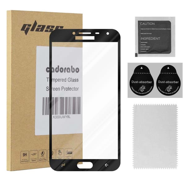Skjermbeskytter Skärmskyddtil til Samsung Galaxy J4 2018 Herdet Skjermglass Full Skjerm TRANSPARENT med SVART