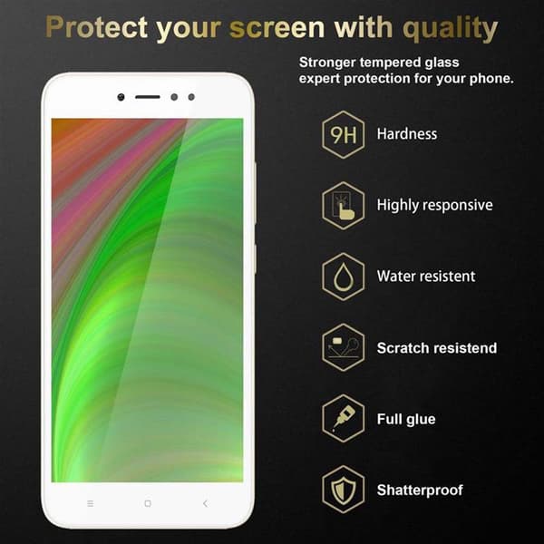 Skyddsglas för Xiaomi RedMi NOTE 5A PRIME Skyddsfilm Skärmskydd Full Screen Härdat (Tempered)-glas för skydd