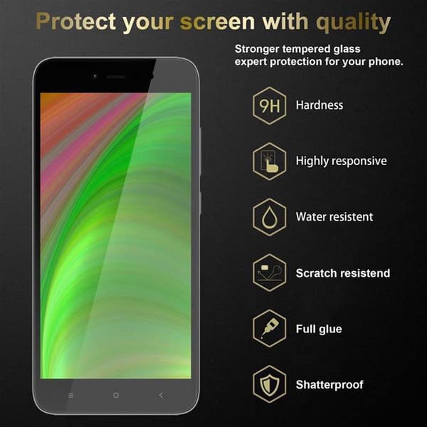 Skyddsglas för Xiaomi RedMi NOTE 5A PRIME Skyddsfilm Skärmskydd Full Screen Härdat (Tempered)-glas för skydd